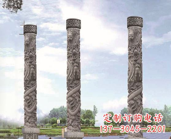 甘肃广场盘龙柱景观石雕