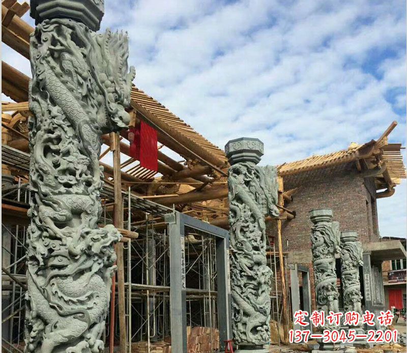 甘肃广场盘龙柱大理石柱子石雕