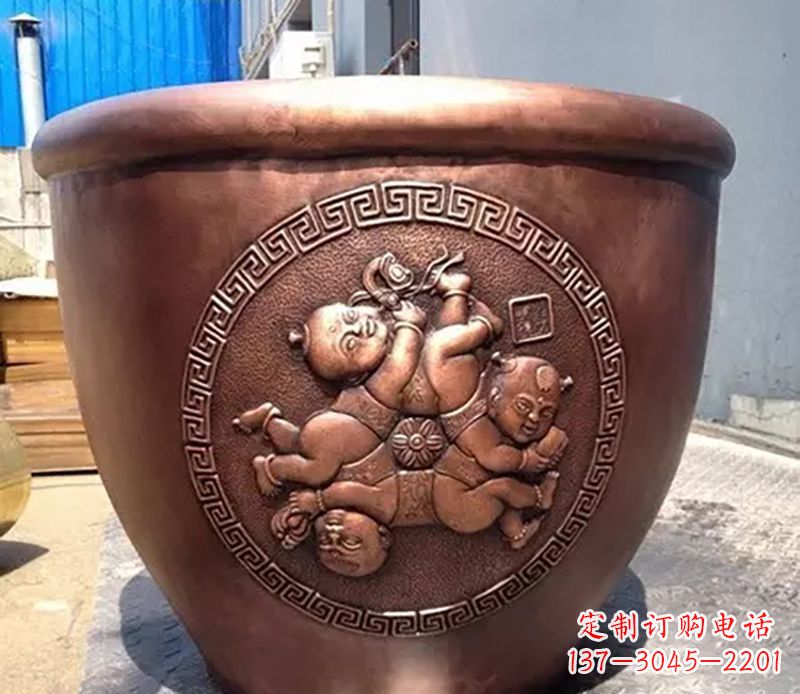甘肃广场水缸铜雕塑