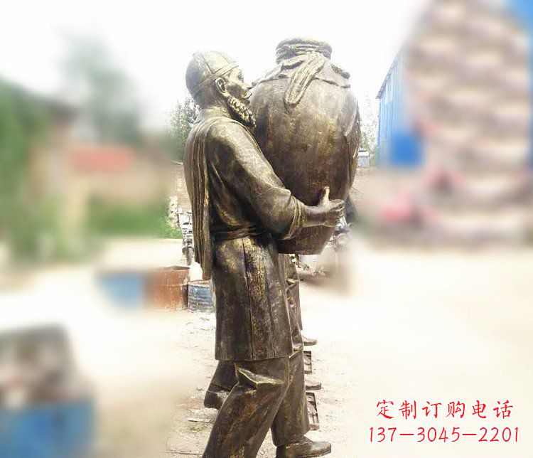 甘肃广场铜雕店小二抱酒人物雕塑