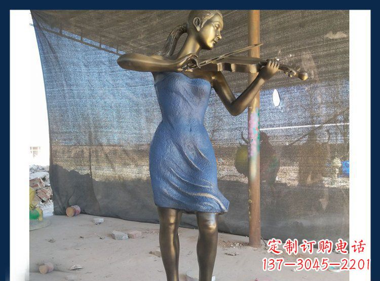 甘肃精美细腻的西方美女拉小提琴人物雕塑