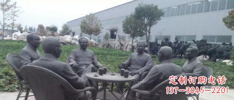 甘肃广场伟人喝茶人物铜雕
