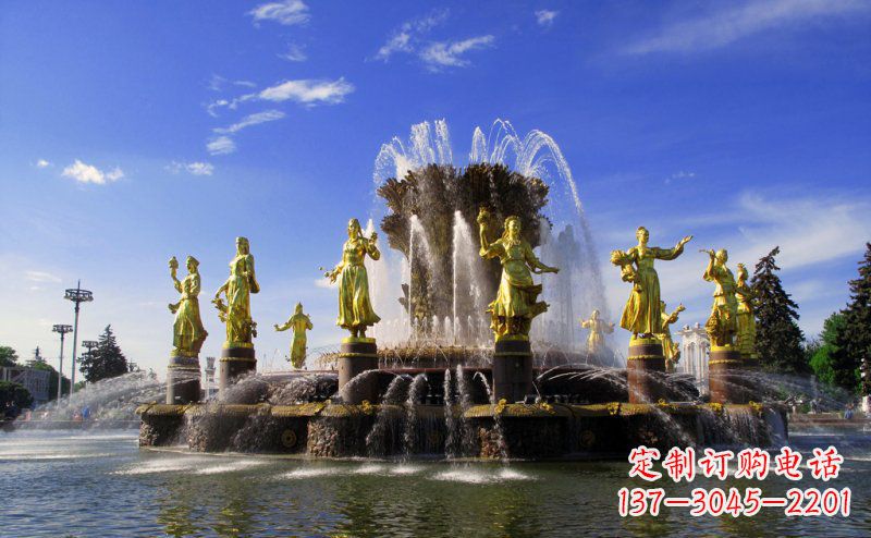甘肃广场西方人物喷泉景观铜雕