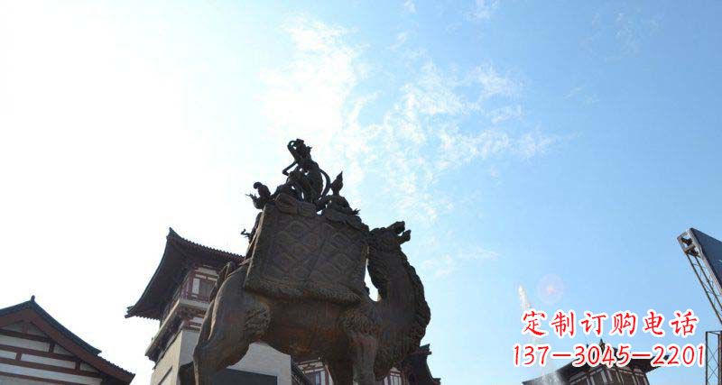 甘肃广场坐在骆驼背上的飞天人物景观铜雕