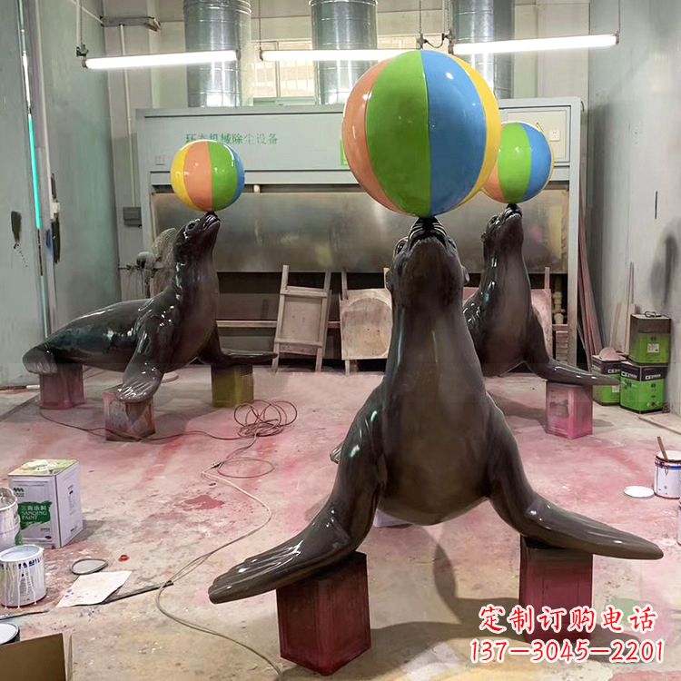 甘肃海豹玻璃钢雕塑,让您触手可及的自然风情