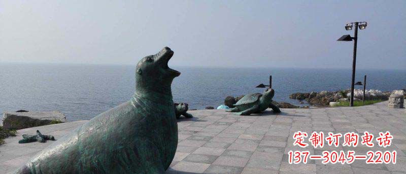 甘肃海边海豹动物景观铜雕