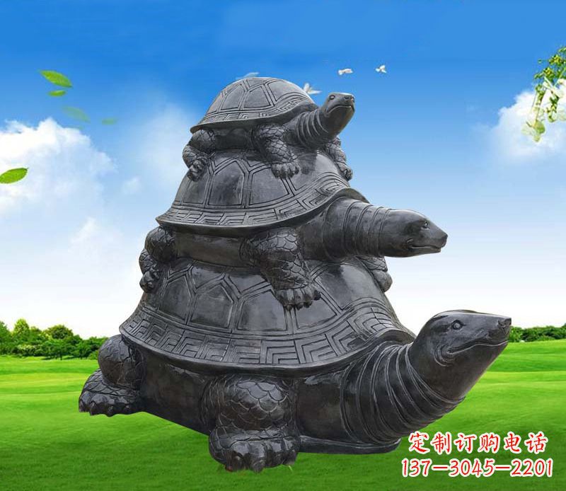 甘肃海龟母子石雕公园动物摆件