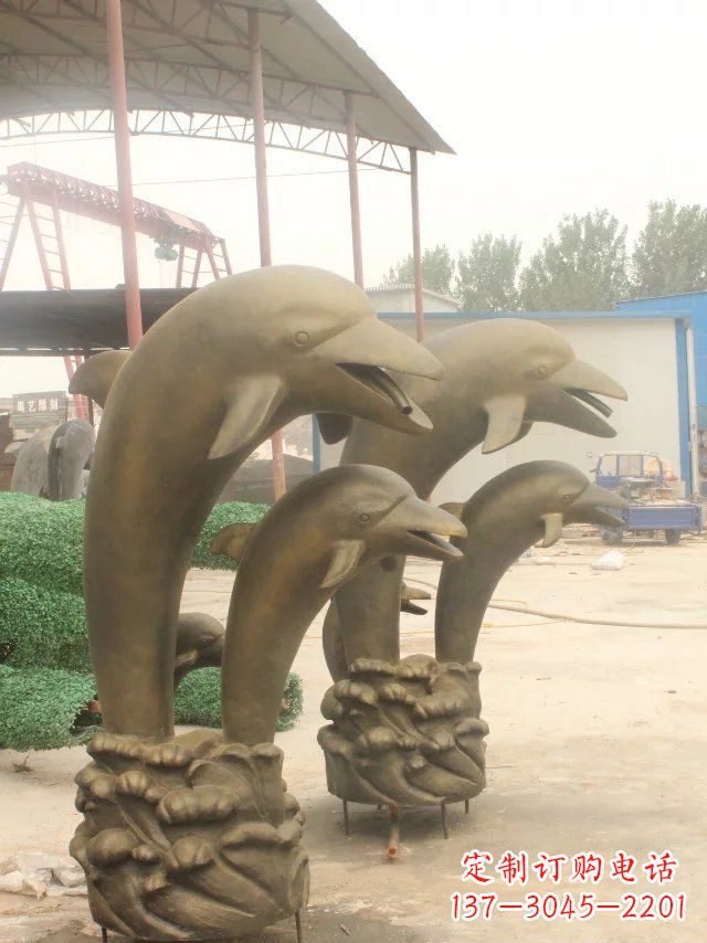 甘肃海豚动物铜雕 (2)