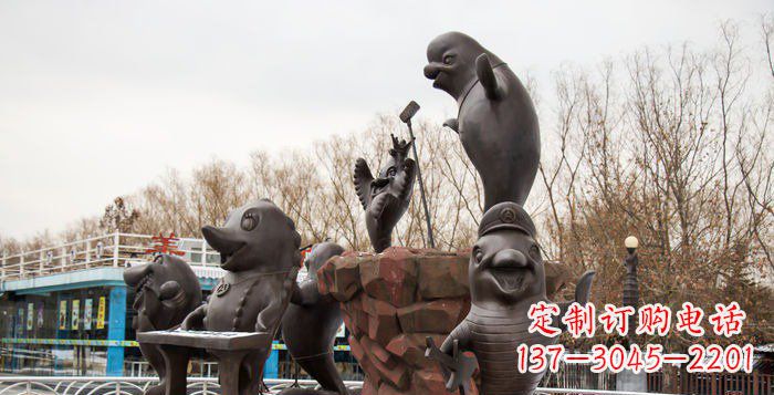 甘肃精美铜海豚雕塑,精细雕琢把海豚灵魂融入!