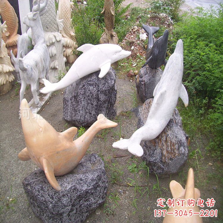 甘肃海豚石雕塑，纯手工定制精美艺术品