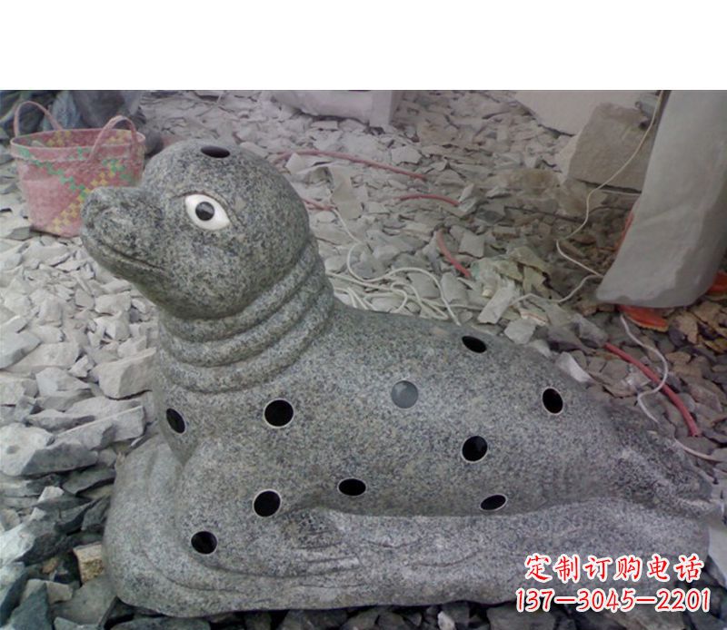 甘肃华丽雕塑,海洋动物小海豹石雕