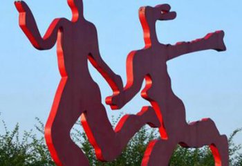 甘肃中领雕塑-多彩情侣跑步雕塑