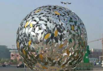甘肃广场不锈钢树叶镂空球雕塑