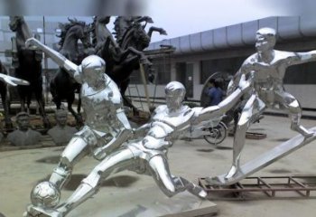 甘肃中领雕塑定制的不锈钢足球运动雕塑