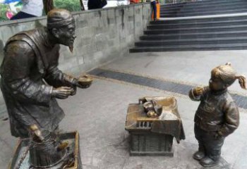 甘肃小女孩铜雕，古朴优雅