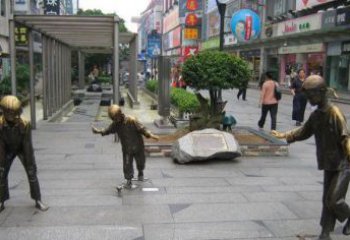 甘肃中领雕塑：陀螺小品人物铜雕