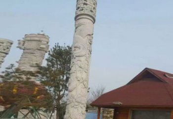 甘肃迎宾龙柱石雕——大理石景观雕刻精美艺术品