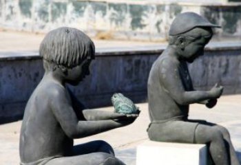 甘肃儿童景观铜雕，携带童趣的青蛙