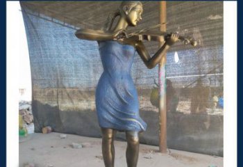 甘肃精美细腻的西方美女拉小提琴人物雕塑