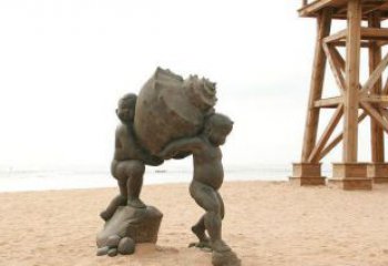 甘肃抬着海螺的小男孩景观雕塑