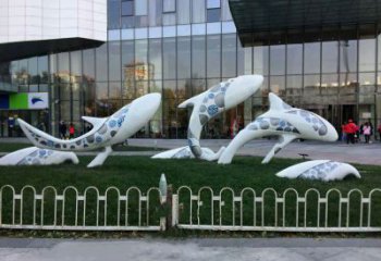 甘肃城市绿地观赏海豚雕塑