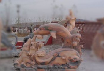 甘肃海豚海浪石雕，精美艺术品