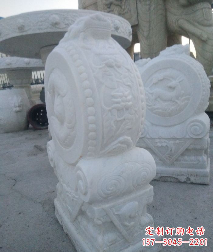 甘肃汉白玉抱鼓石门墩雕塑