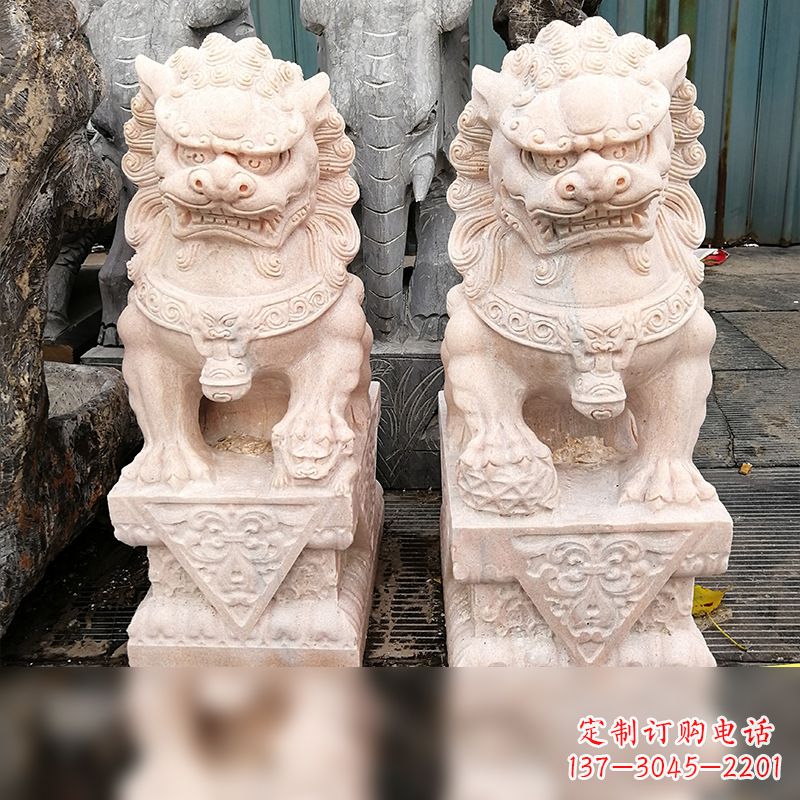 甘肃汉白玉狮子雕塑,独特雕刻,展现狮子雄势