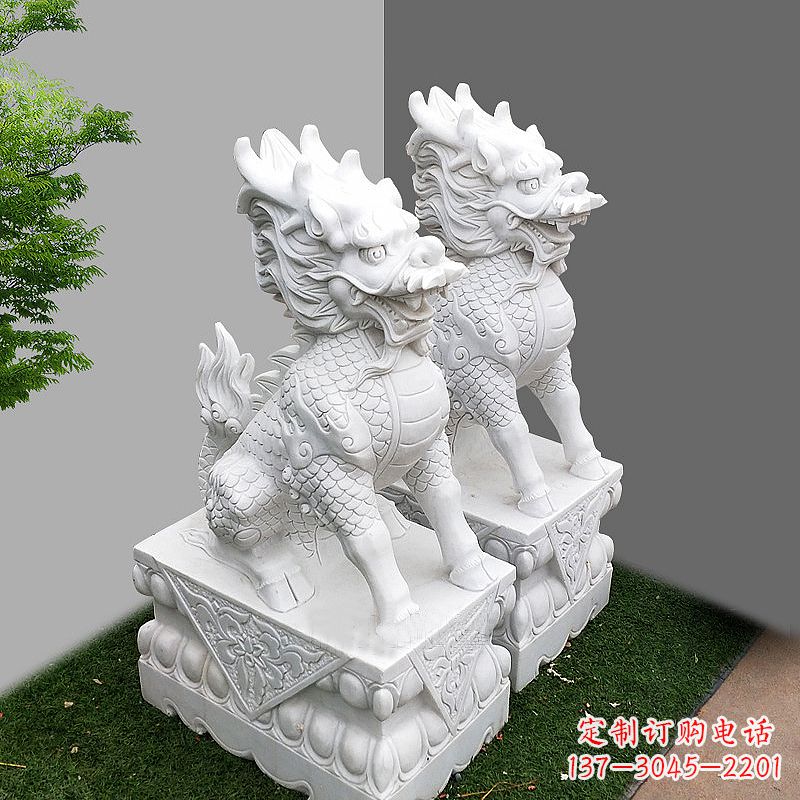 甘肃品质出众的汉白玉麒麟大门石雕塑