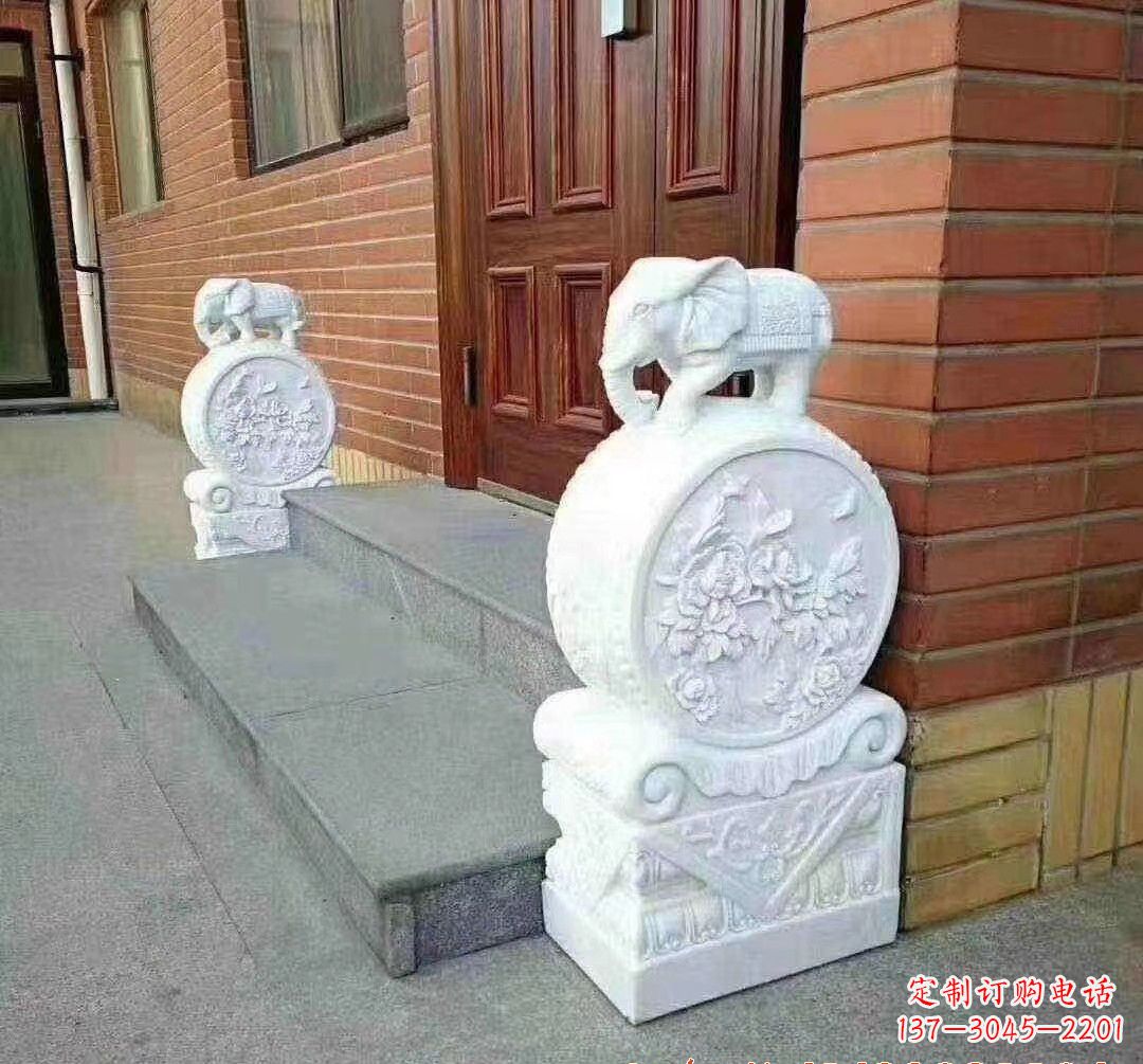 甘肃汉白玉大象门墩石雕
