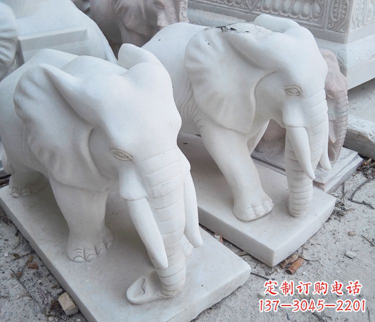 甘肃艺术精品-汉白玉动物大象雕塑