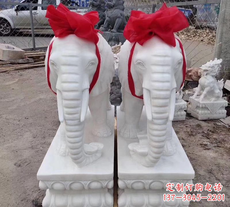 甘肃中领雕塑象征意义深远的汉白玉大象石雕