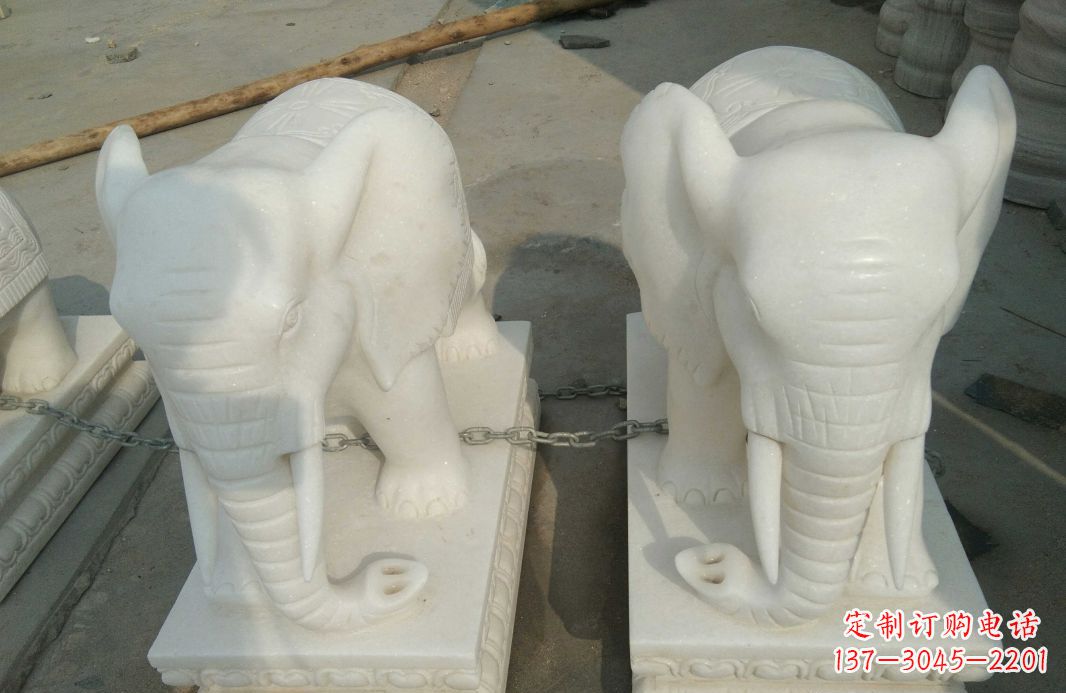 甘肃汉白玉大象雕塑是中领雕塑定制厂家的精品作…
