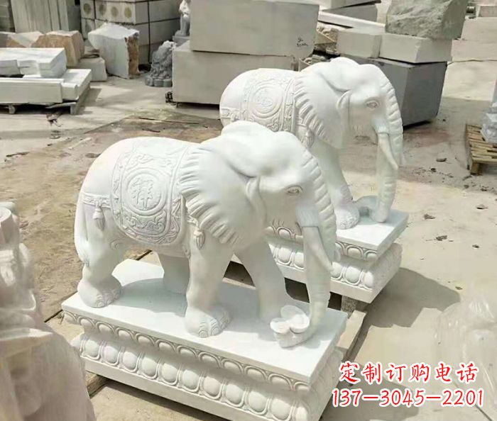 甘肃汉白玉大象招财动物石雕