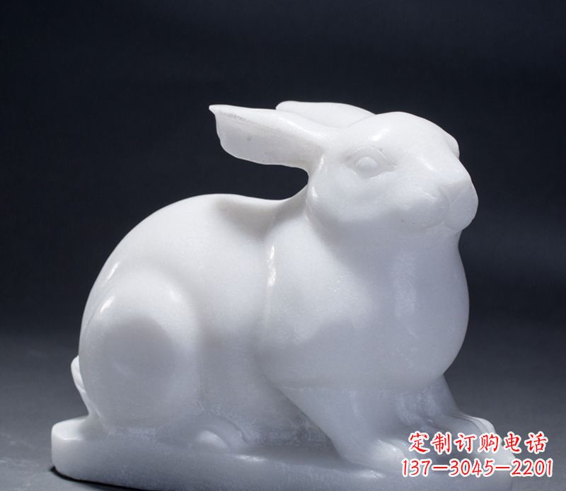 甘肃精致汉白玉兔子雕塑