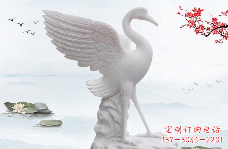 甘肃开启一段神奇变化之旅——汉白玉仙鹤雕塑
