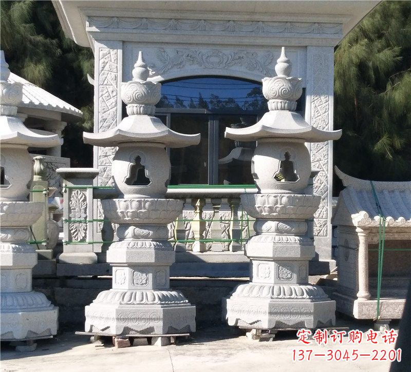 甘肃汉白玉公园灯笼雕塑