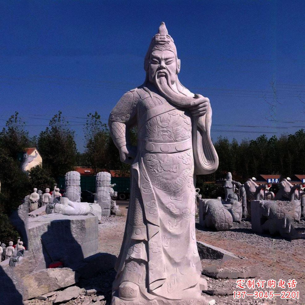 甘肃汉白玉关羽石雕像
