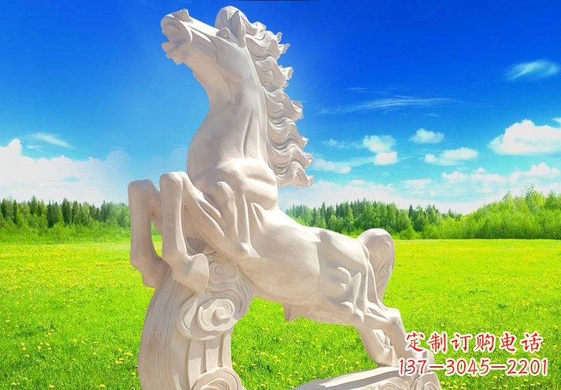 甘肃古典精美的汉白玉奔马石雕