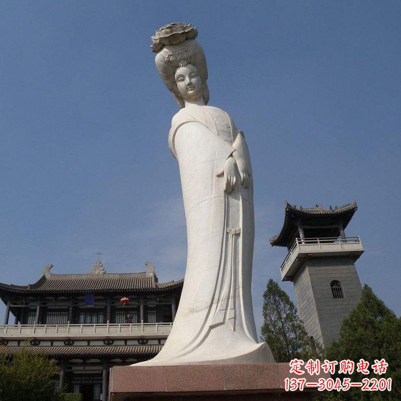 甘肃汉白玉贵妃石雕像-精美绝伦的杨玉环雕像