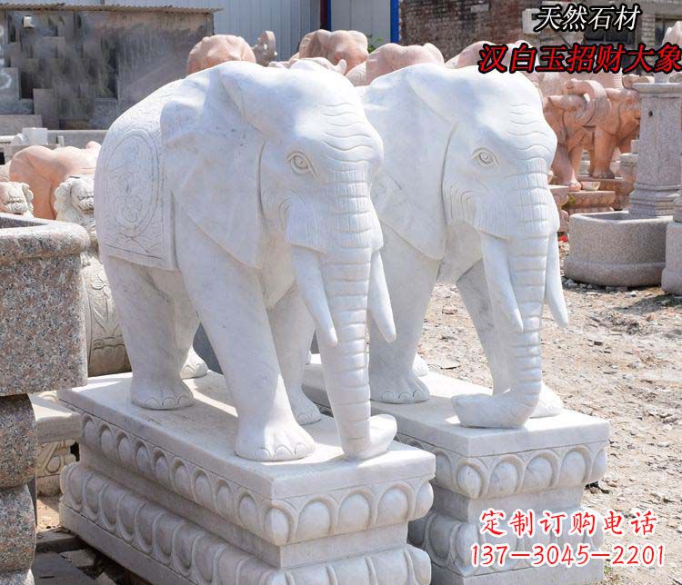 甘肃汉白玉大象雕塑由中领雕塑定制,是一款华丽…