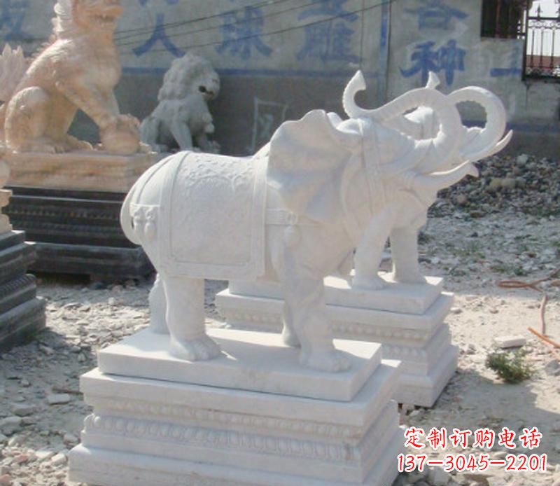 甘肃汉白玉天然大象雕塑