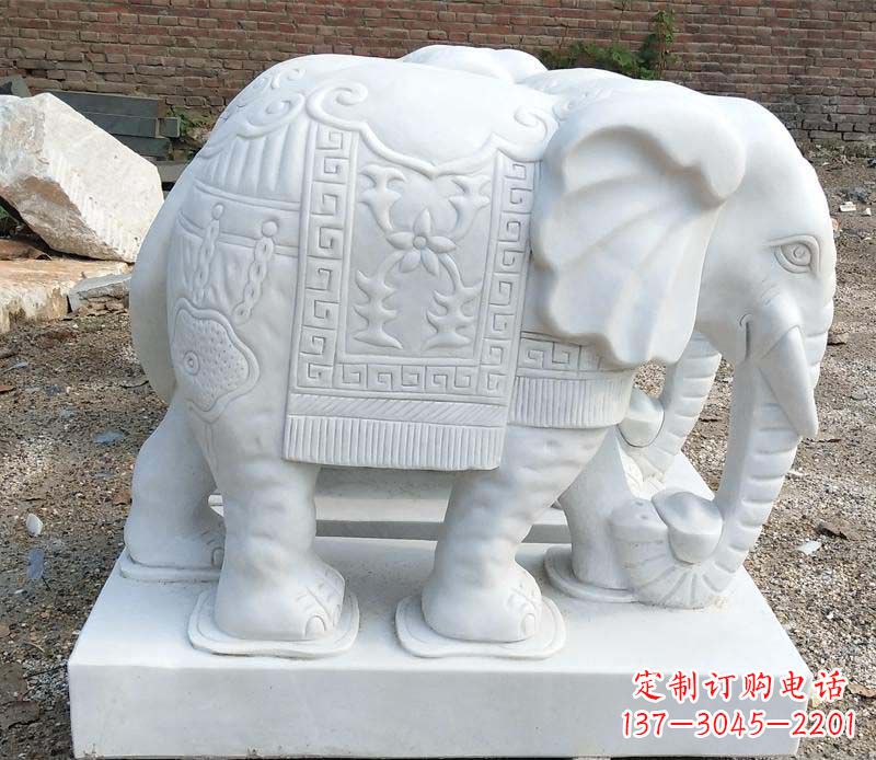 甘肃中领雕塑汉白玉卷鼻大象雕塑