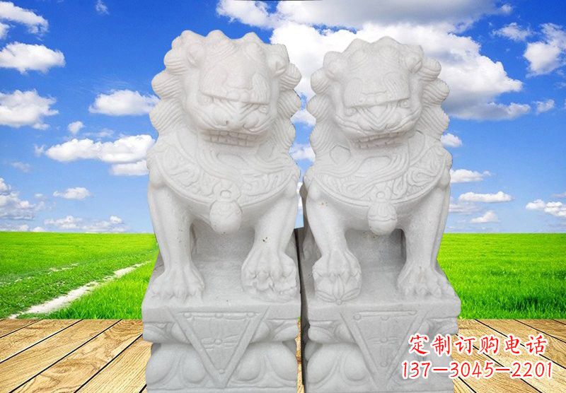 甘肃汉白玉狮子雕塑表达勇士之气