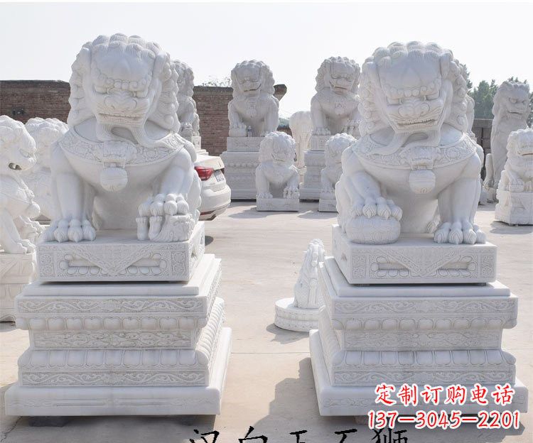 甘肃汉白玉看门狮子雕塑