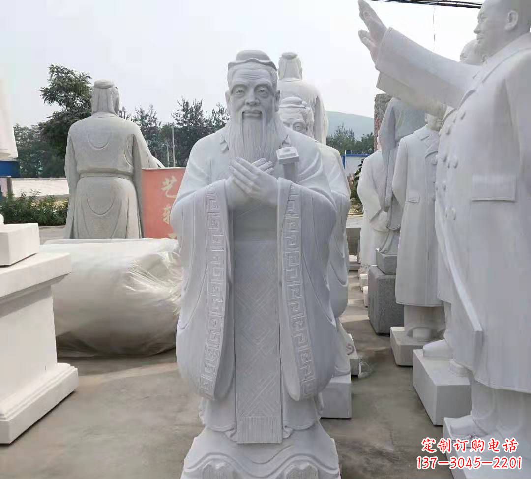 甘肃精美绝伦的汉白玉孔子雕塑