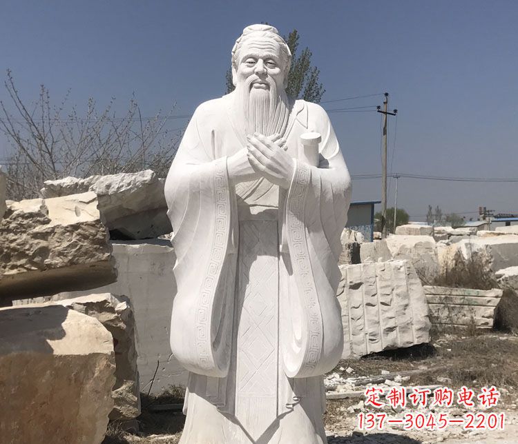 甘肃汉白玉孔子行教像学校古代名人石雕