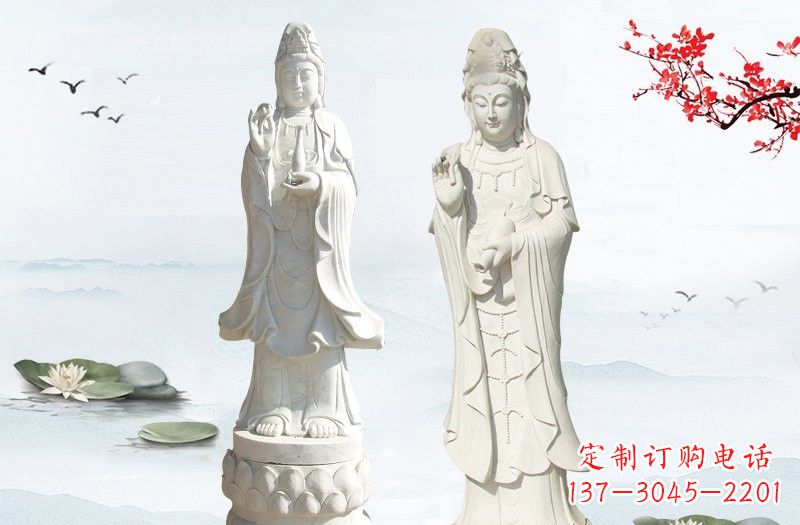甘肃象征慈悲的观音石雕