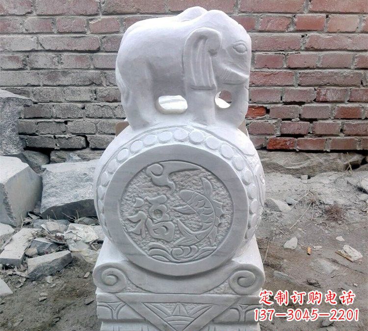 甘肃汉白玉门口大象抱鼓石