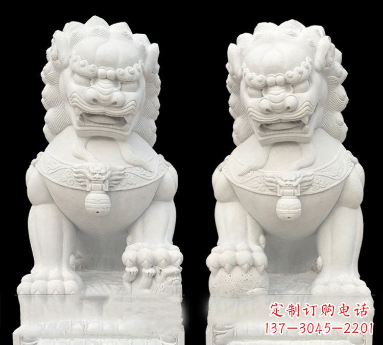 甘肃玉质狮子门口雕塑是由中领雕塑定制制作的,…